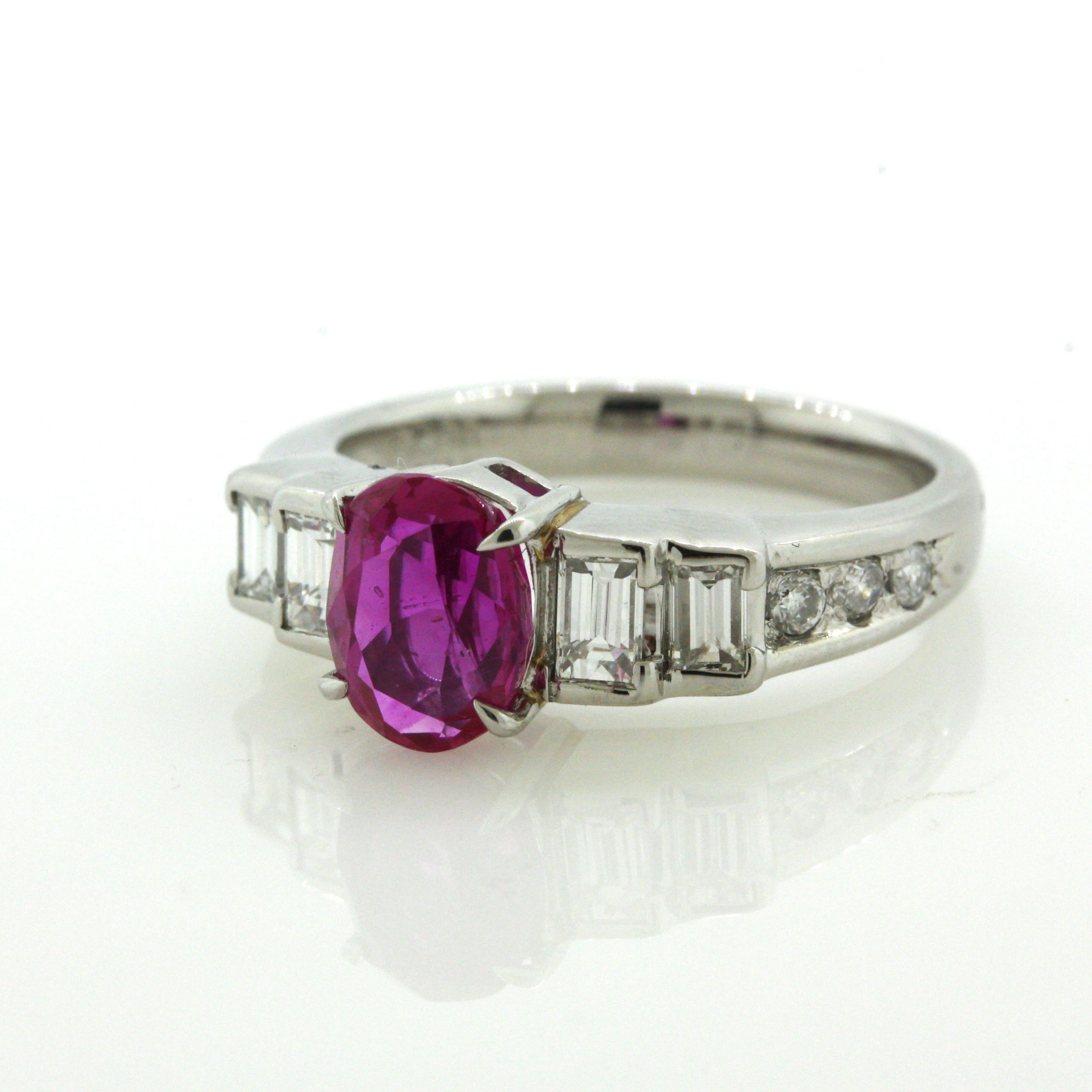 1.81 Carat No-Heat Burmese Ruby Diamond Platinum Ring, GIA Certified For Sale 3