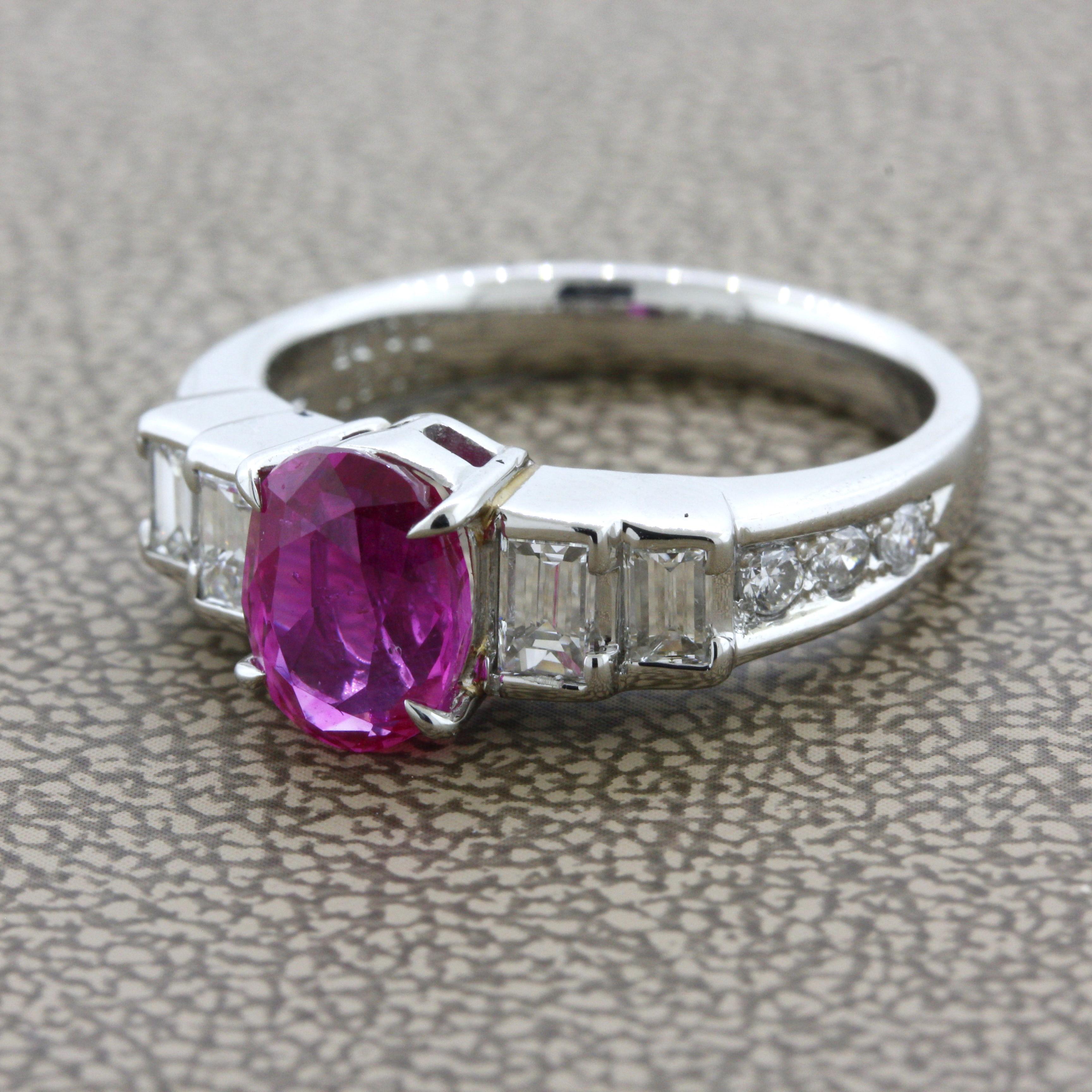 1.81 Carat No-Heat Burmese Ruby Diamond Platinum Ring, GIA Certified For Sale 2