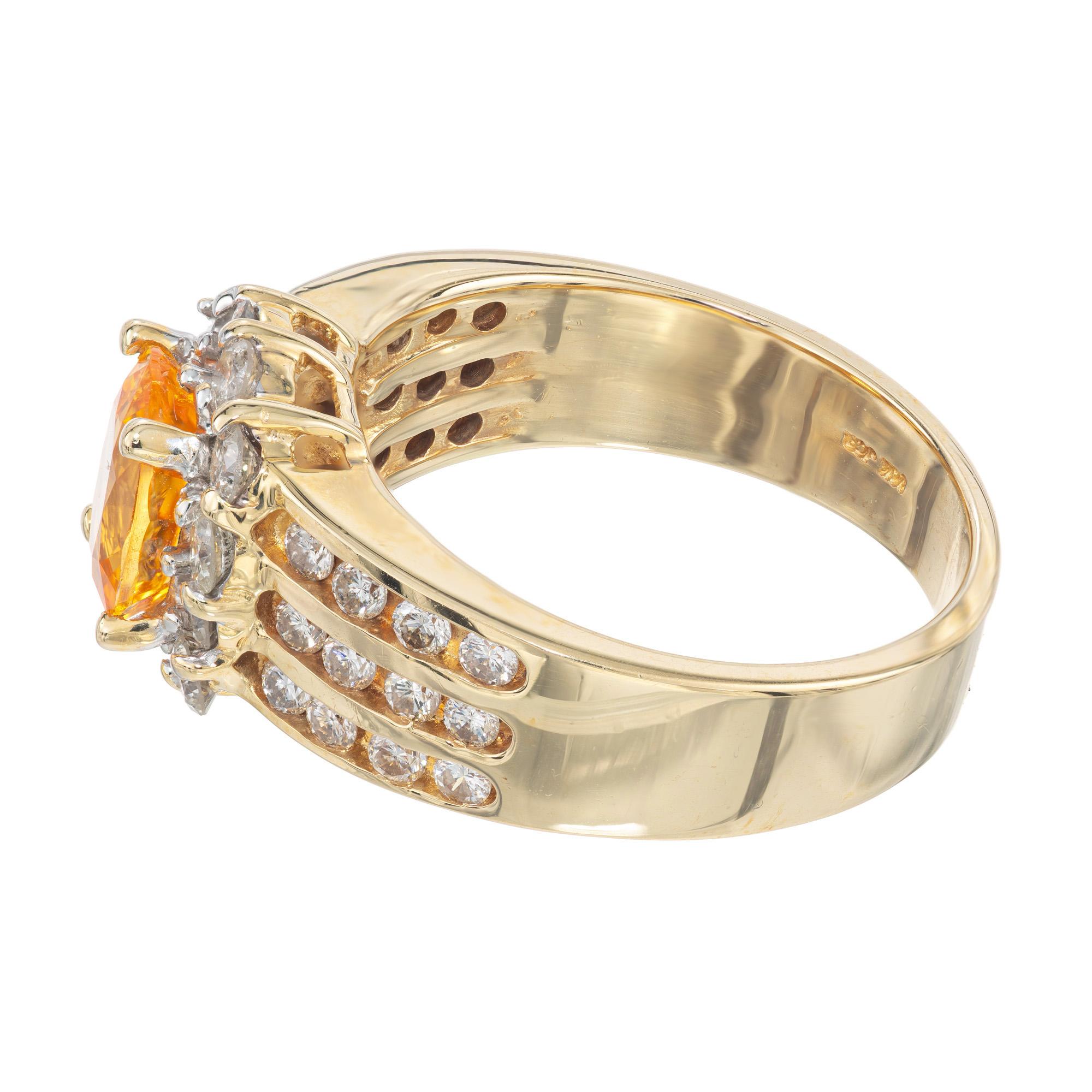 1.81 Carat Oval Orange Spessartite Garnet Diamond Halo Cocktail Ring In Good Condition For Sale In Stamford, CT