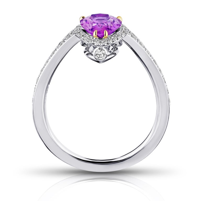 Contemporary 1.81 Carat Pear Shape Pink Sapphire and Diamond Ring For Sale