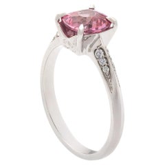 1.81 Carat Pink Spinel and 0.10 Carat Diamond Ring in 18K White Gold