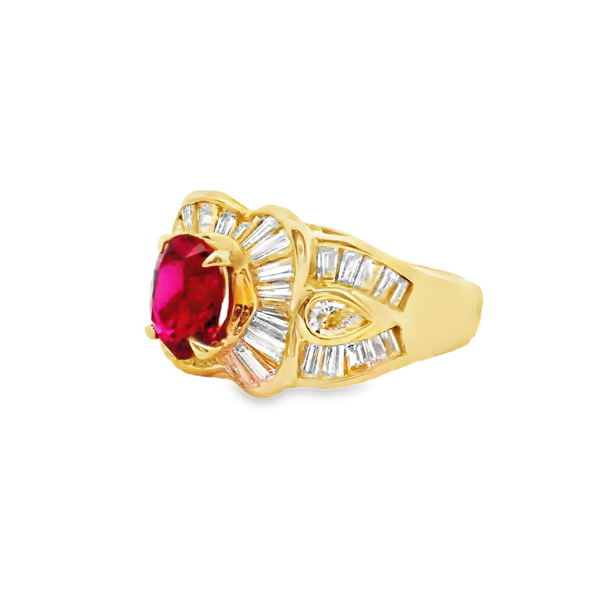 Contemporain Bague en or jaune 18 carats avec diamants et rubis de 1,81 carat, certifiée GIA en vente