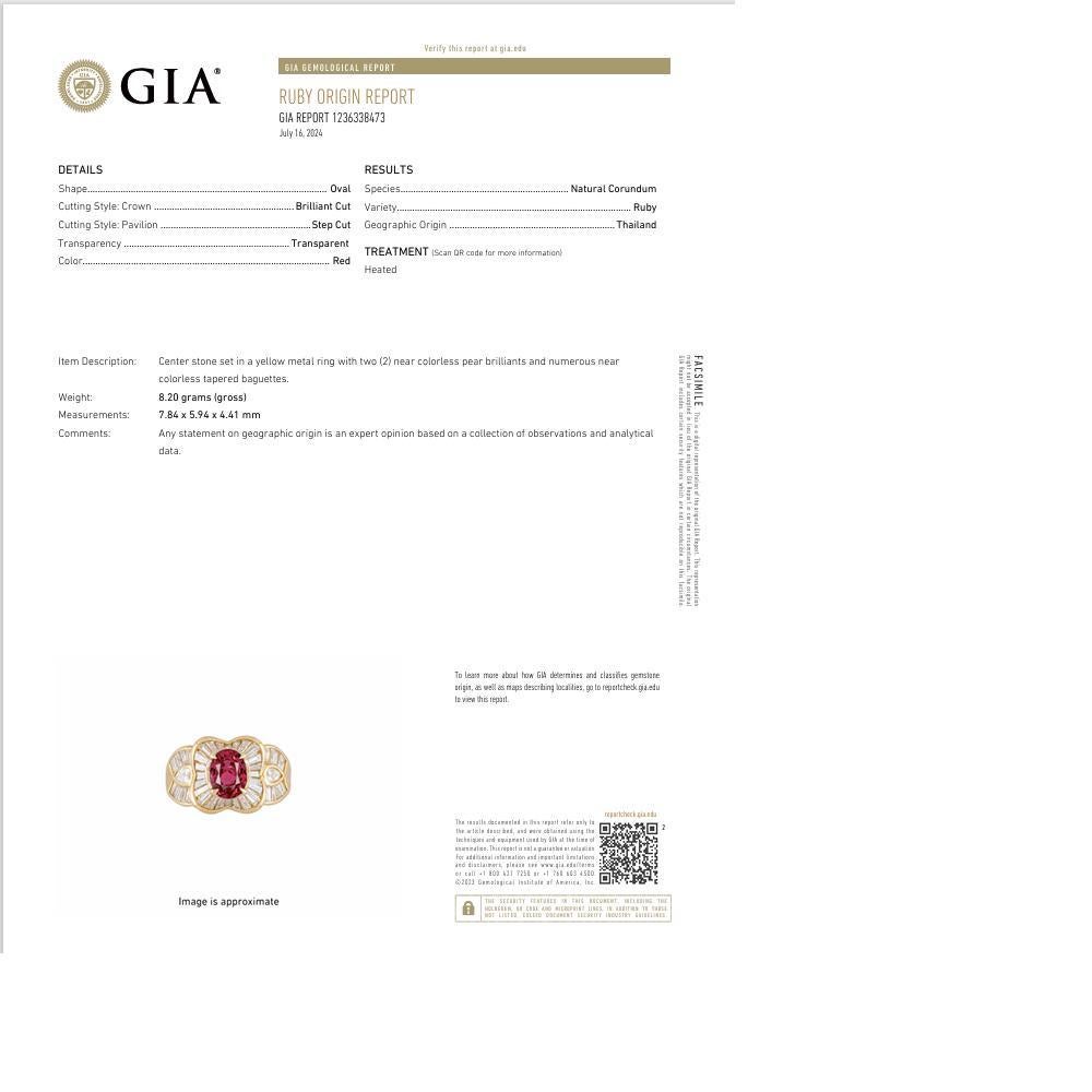 Bague en or jaune 18 carats avec diamants et rubis de 1,81 carat, certifiée GIA Neuf - En vente à Beverly Hills, CA
