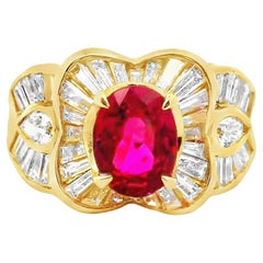 1.81 Carat Ruby Diamond 18k Yellow Gold Ring, GIA Certified