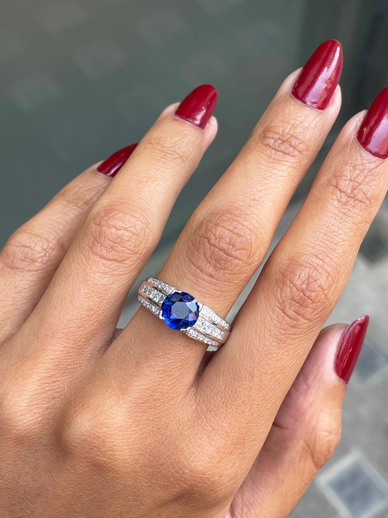 Bague Cocktail Or 18 Carats Sertie D'un Saphir - Poids 1,81 G - Taille 54 - Occasion