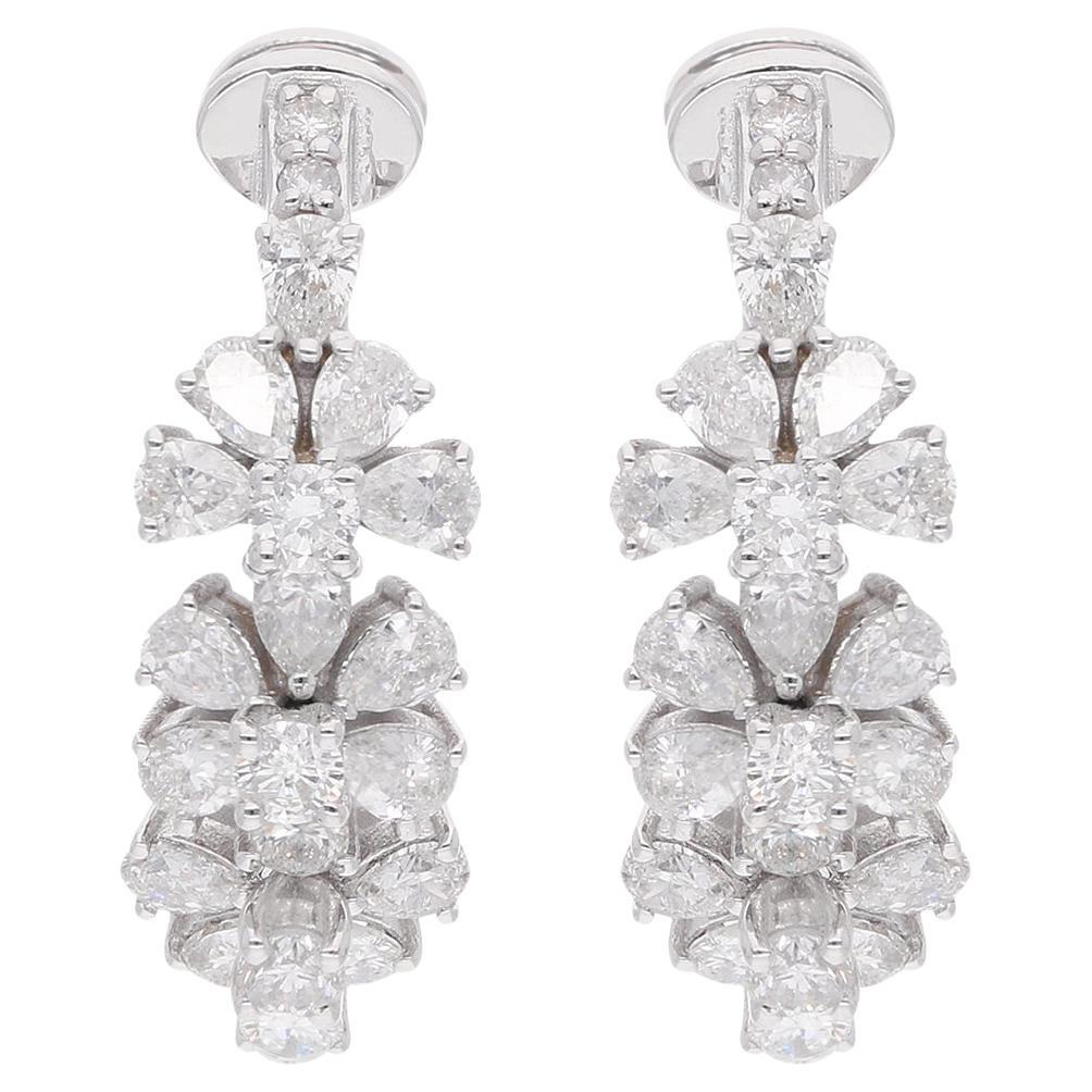 1,81 Karat SI Reinheit HI Farbe Diamant Blumenohrringe 14 Karat Weißgold im Angebot