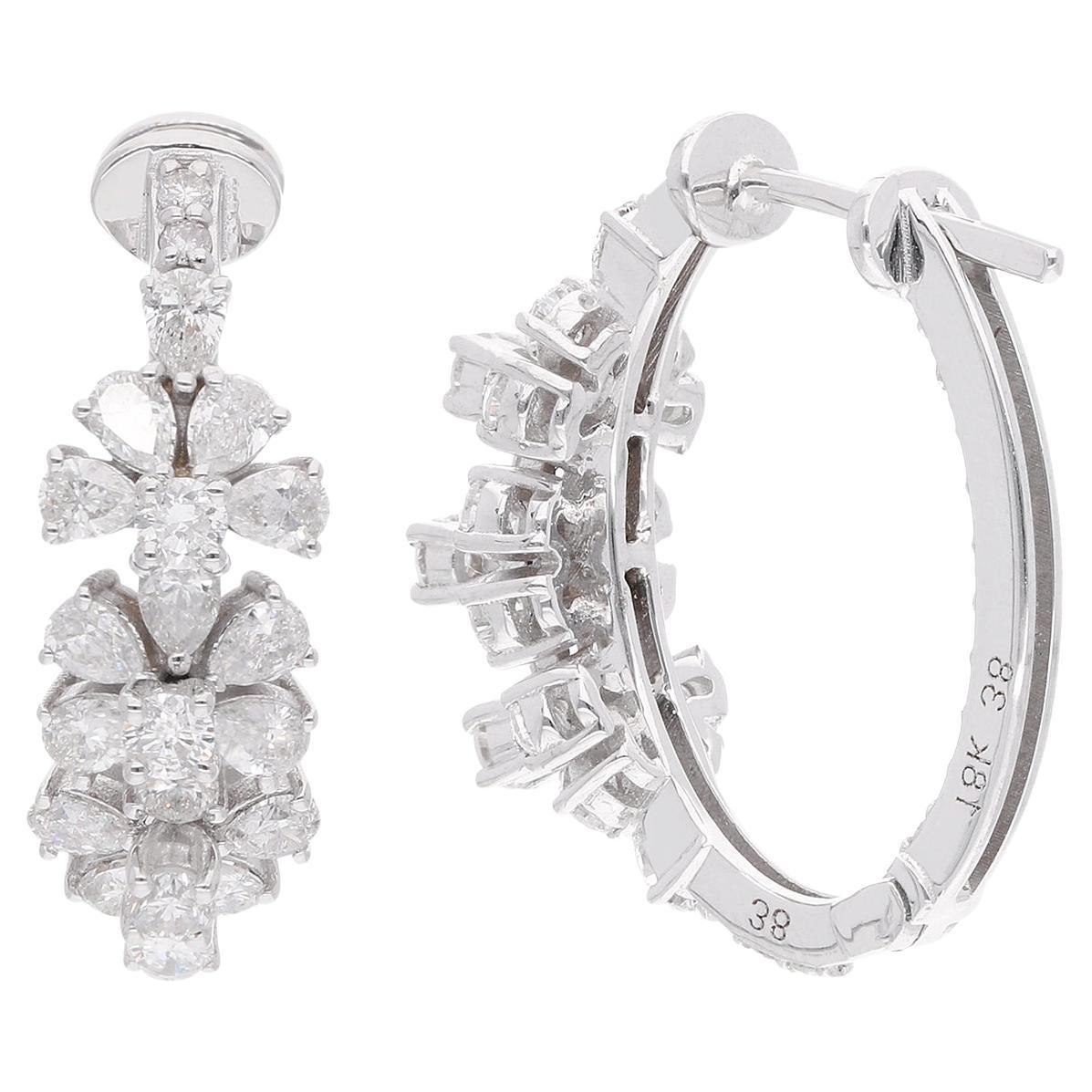 1,81 Karat SI Reinheit HI Farbe Diamant Blumenohrringe 18 Karat Weißgold (Moderne) im Angebot