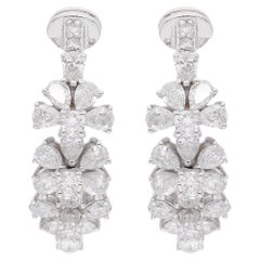 1,81 Karat SI Reinheit HI Farbe Diamant Blumenohrringe 18 Karat Weißgold