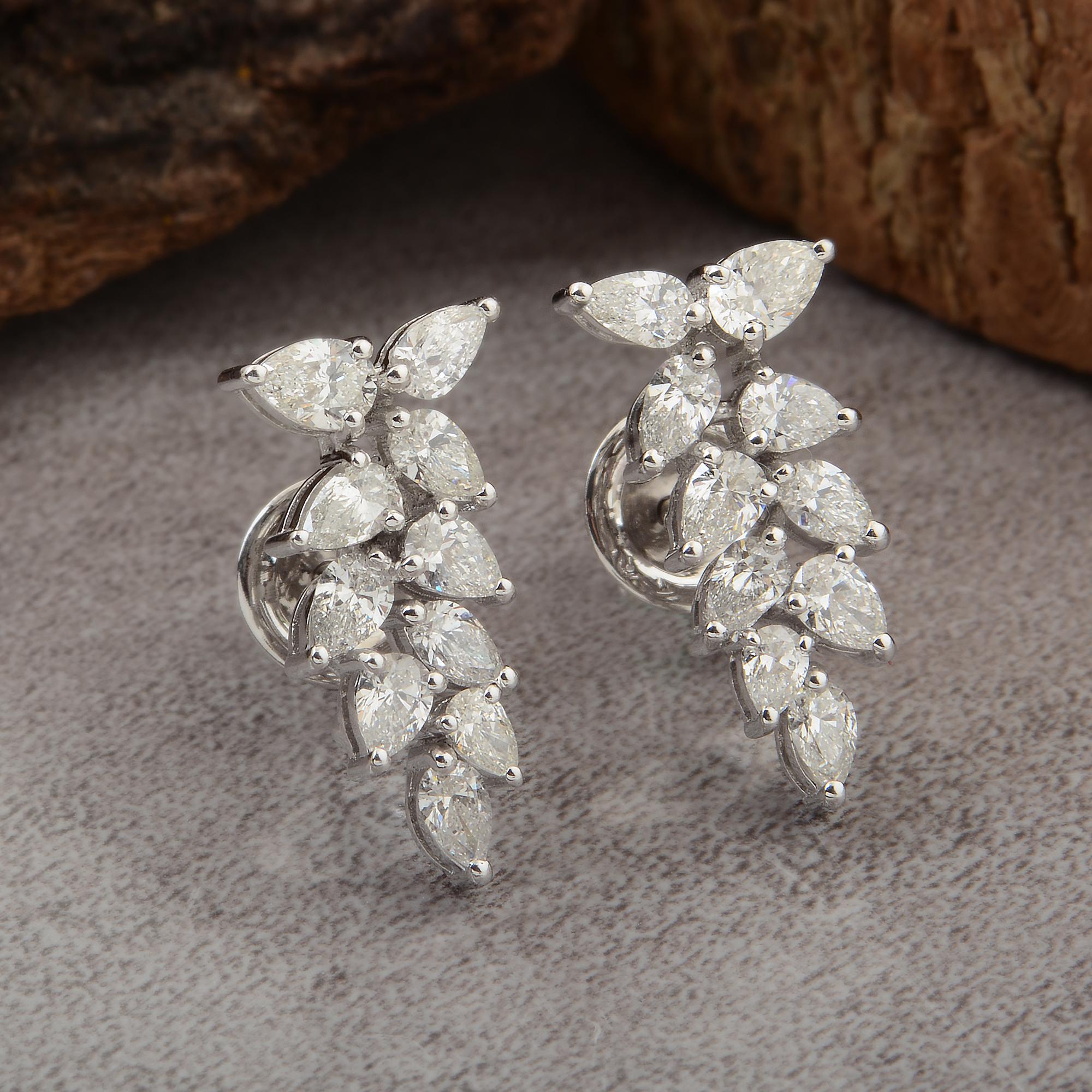 1,81 Karat SI Reinheit HI Farbe Birnenform Diamant Ohrringe 18 Karat Weißgold (Moderne) im Angebot
