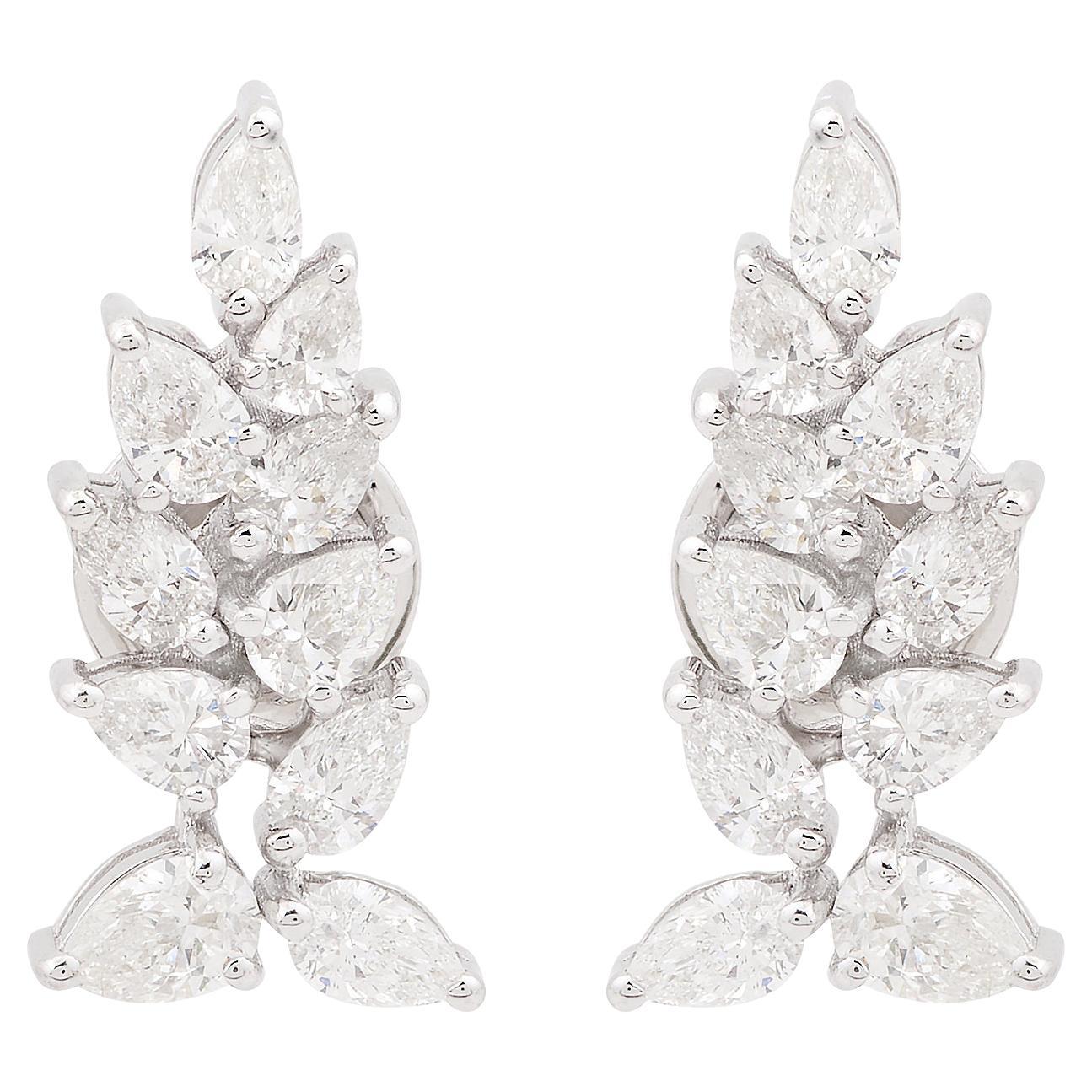 1.81 Carat SI Clarity HI Color Pear Shape Diamond Earrings 18 Karat White Gold