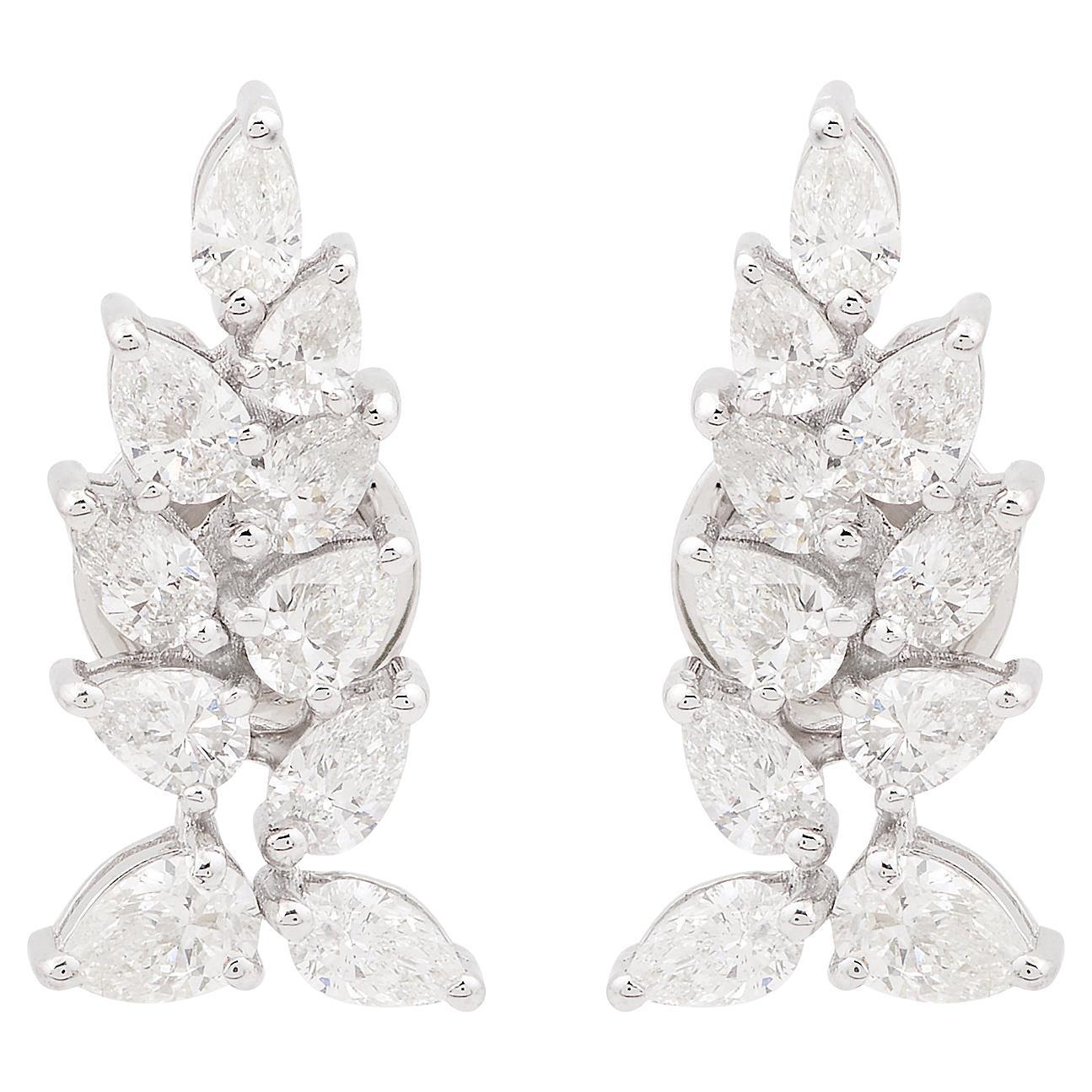 1,81 Karat SI Reinheit HI Farbe Birnenform Diamant Ohrringe 18 Karat Weißgold im Angebot