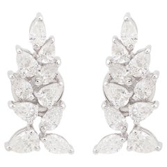 1.81 Carat SI Clarity HI Color Pear Shape Earrings Boucles d'oreilles diamant 18 Karat White Gold