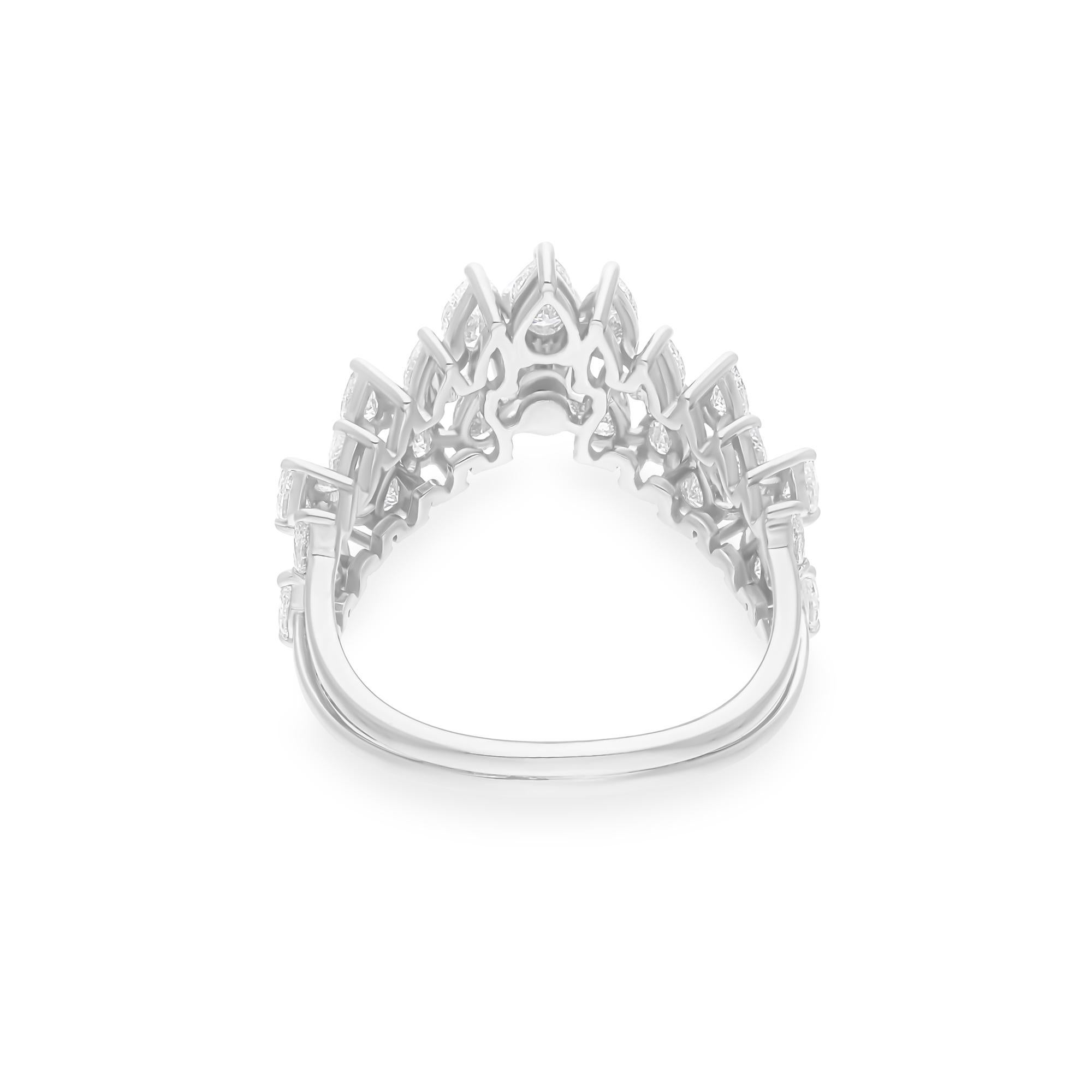 1.81 Carat SI/H Marquise Pear Shape Diamond Ring 14 Karat White Gold Jewelry In New Condition For Sale In Diera, Dubai