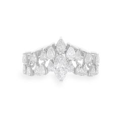 1.81 Carat SI/H Marquise Pear Shape Diamond Ring 18 Karat White Gold Jewelry
