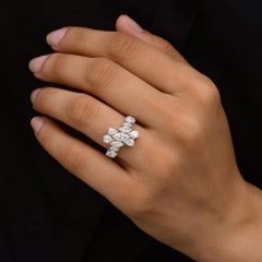 1.81 Carat SI/H Natural Diamond Natural Gold Solid White Gold Cluster Wedding Ring (bague de mariage en or blanc)