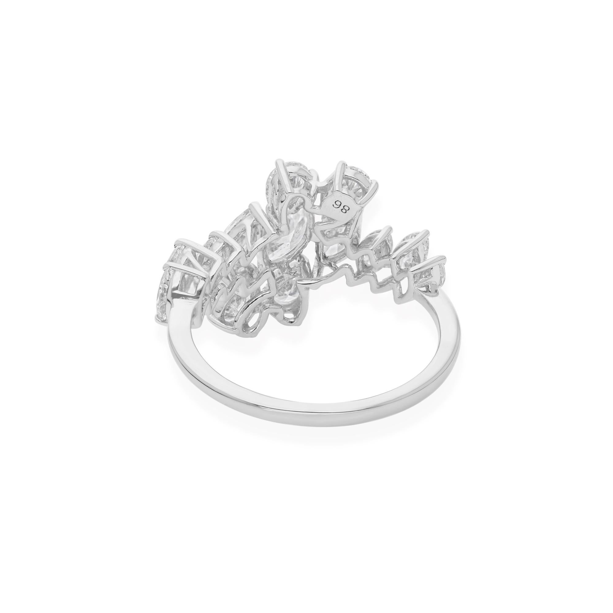 Im Angebot: 1,81 Karat SI/H Naturdiamant massiv Weißgold Cluster Ehering () 4