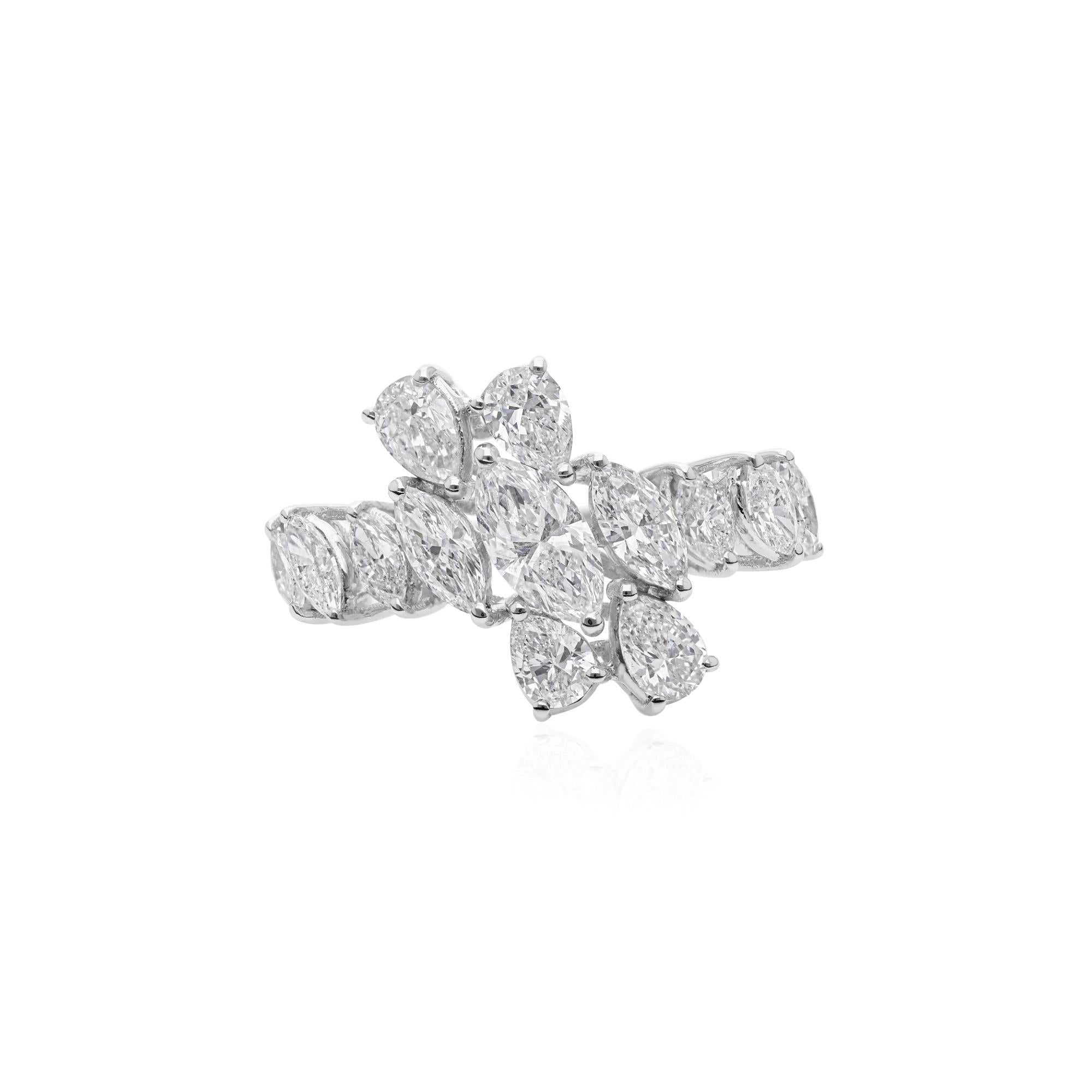 Im Angebot: 1,81 Karat SI/H Naturdiamant massiv Weißgold Cluster Ehering () 6