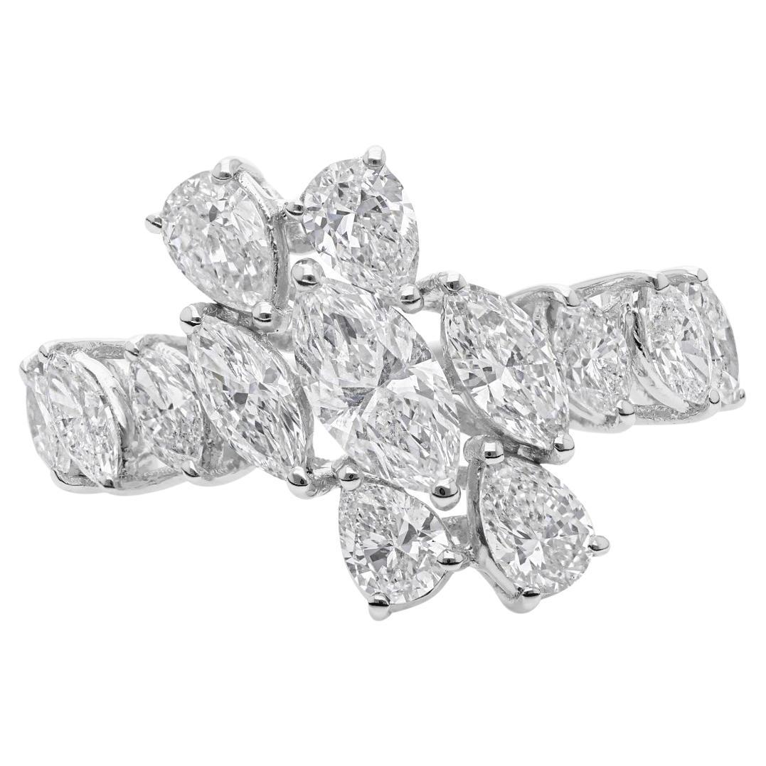 1,81 Karat SI/H Naturdiamant massiv Weißgold Cluster Ehering