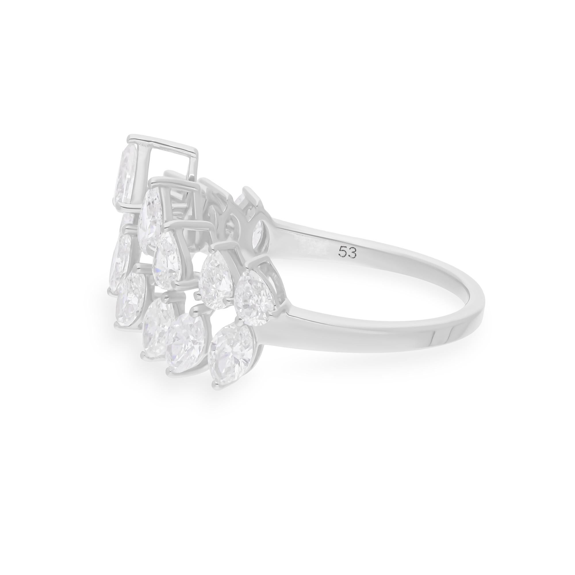 1.81 Carat SI/H Pear Marquise Diamond Ring 14 Karat White Gold Jewelry In New Condition For Sale In Diera, Dubai