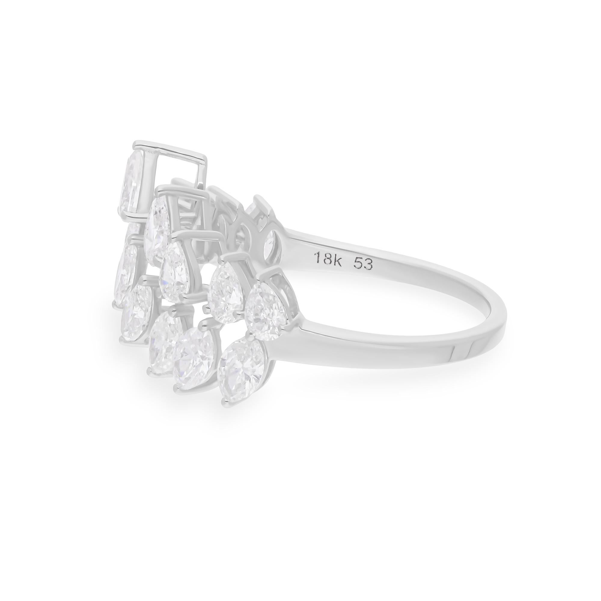 1.81 Carat SI/H Pear Marquise Diamond Ring 18 Karat White Gold Jewelry In New Condition For Sale In Diera, Dubai