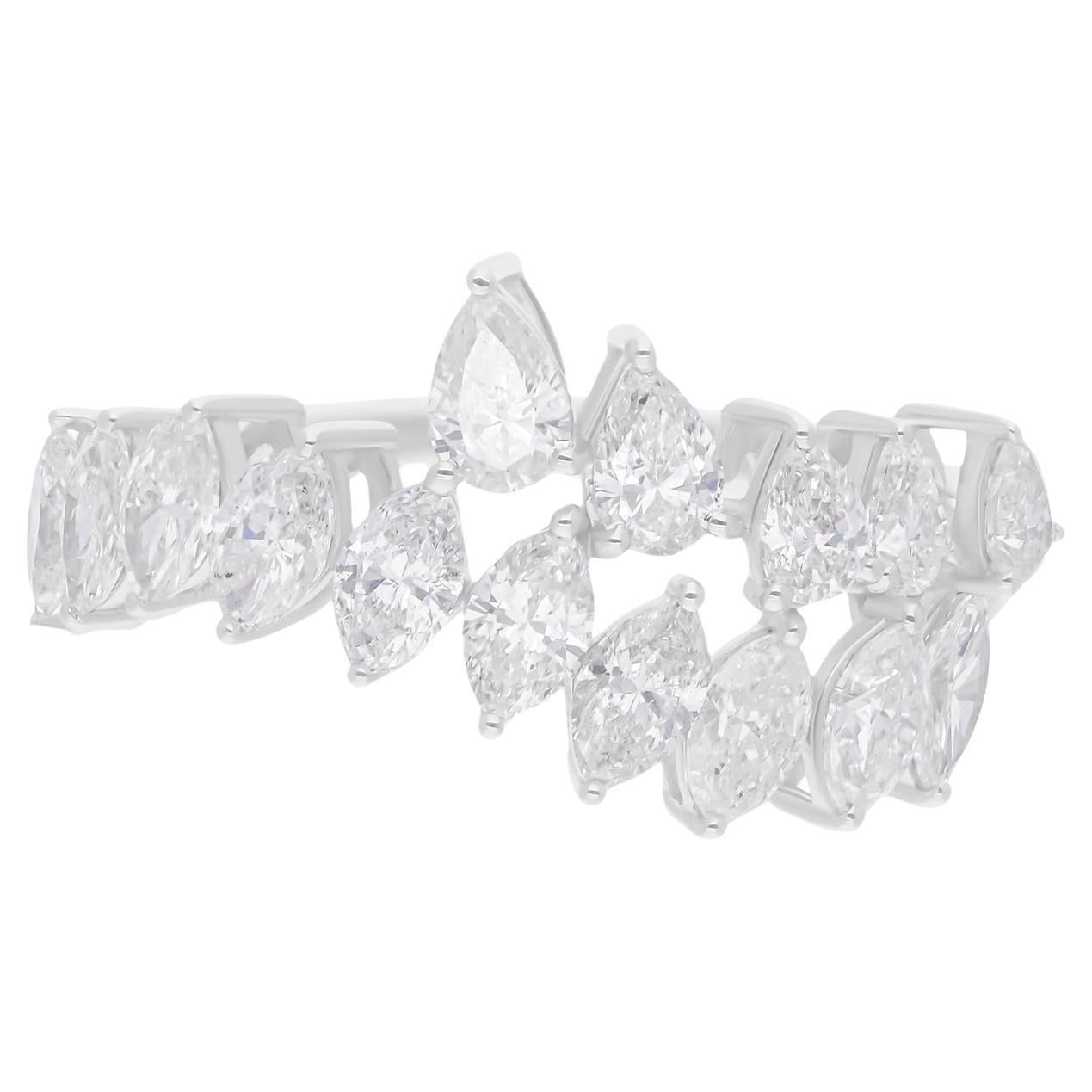 Anello di diamanti a forma di pera e marquise da 1,81 carati SI/H Gioielli in oro bianco 18 carati