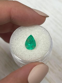 1.81 Carat Spring Green Colombian Emerald - Pear Cut Teardrop May Birthstone