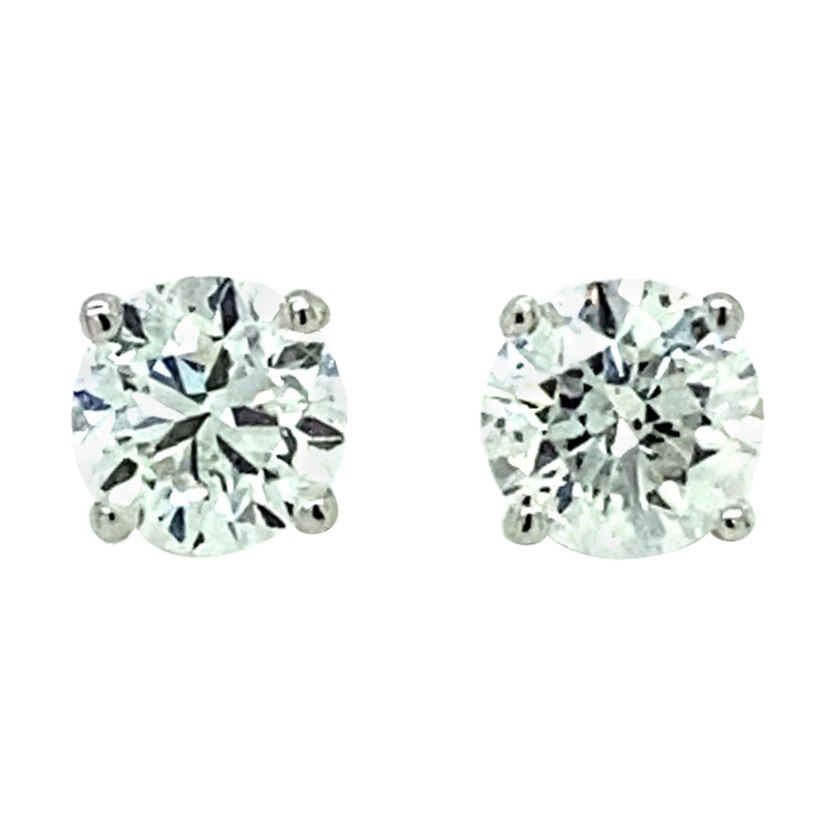 1.81 Ct Diamond Studs in 14kt White Gold For Sale