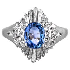 1.81 Ct Natural Blue Sapphire and Natural White Diamonds Ring, No Reserve Price