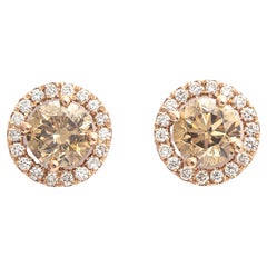 1.81 ct Natural Fancy Yellow Brown Diamond Earrings