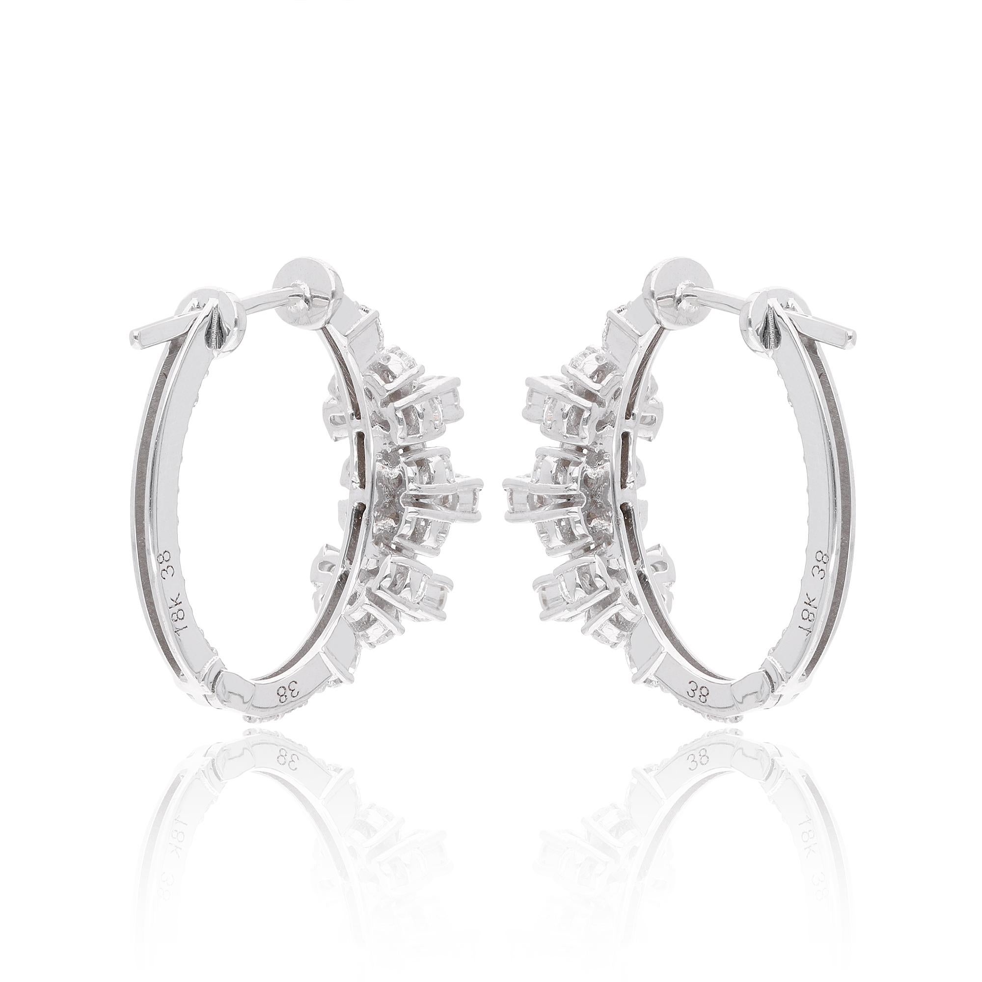1,81ct SI Reinheit HI Farbe Birne Rund Diamant Creolen 18 Karat Weißgold (Tropfenschliff) im Angebot