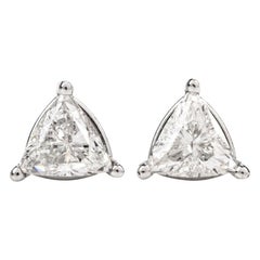 1.81 Carat Trilliant Diamond White Gold Stud Earrings