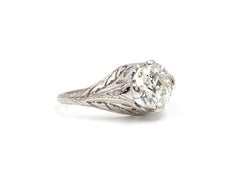 1.78 Old European Brilliant Edwardian Style White Gold Solitaire Ring