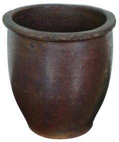 1810 Antique German Brown Stoneware Crock Pickling Canning Jar Cache Pot Prussia