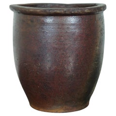 1810 Antique German Brown Stoneware Crock Pickling Canning Jar Cache Pot Prussia