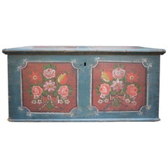 1810 Blu Floral Painted Blanket Chest