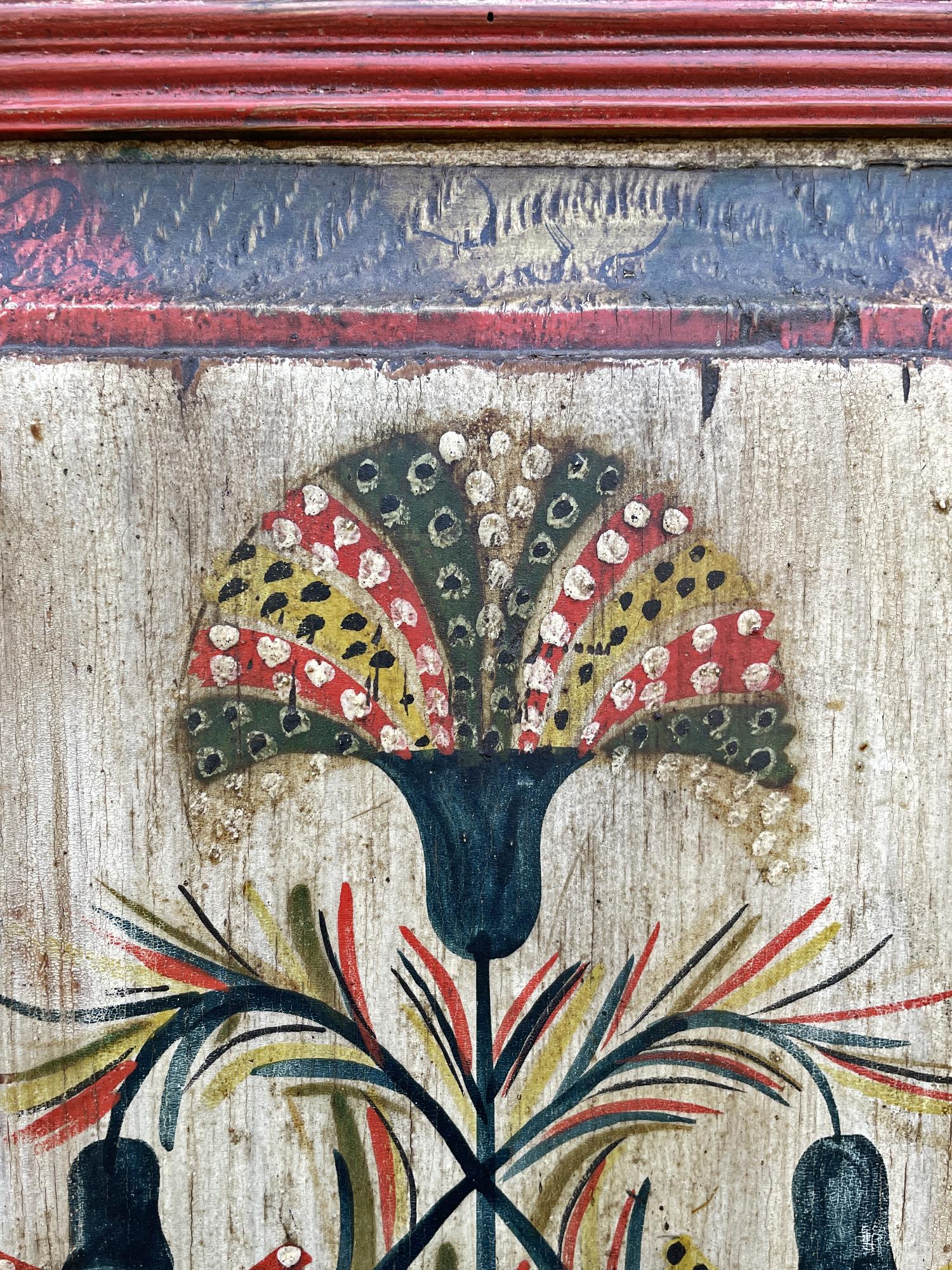 1810 Blu Floral Painted Cabinet - Central Europe 3