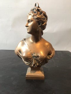 1810 Bronze Bust Of Diana Signed Houdon