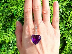 Ciondolo a forma di cuore in oro giallo 14k con ametista da 18,10 carati e diamante da 0,32 carati, CIRCA 1900