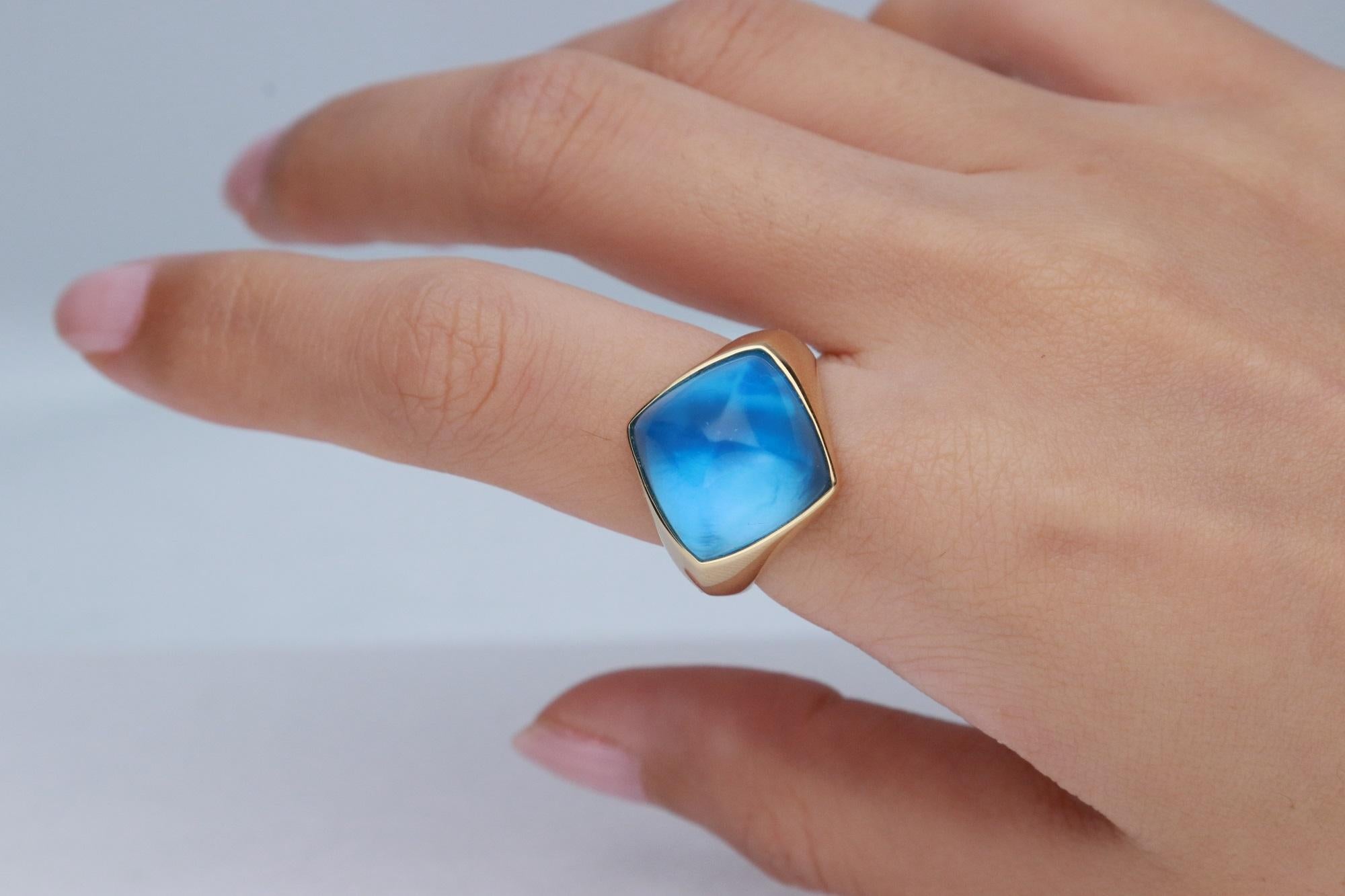 Atemberaubender, zeitloser und stilvoller Ewigkeitsring Einzigartiger Ring. Schmücken Sie sich mit diesem Gin & Grace Ring mit Luxus. Die 14k Gelbgold Schmuck rühmt sich Sugar-Loaf Prong Setting Blue Topaz (1 Stück) 18,10 Karat für ein schönes