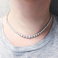 18.10 Carat TW Round Graduated Diamond Riviera Platinum Necklace