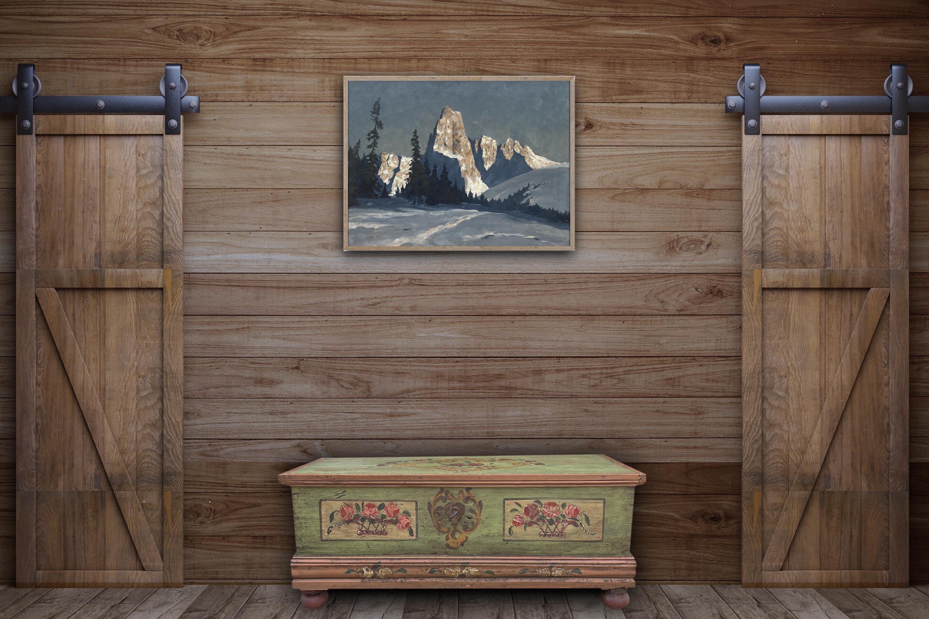 Italian 1860 circa Green Floral Panted Blanket Chest