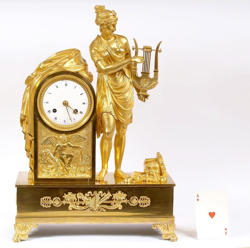 1810 Empire Period Clock Made of Gilded Bronze For Sale 1