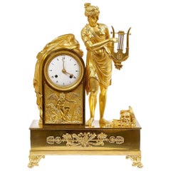 1810 Empire Period Clock Made of Gilded Bronze