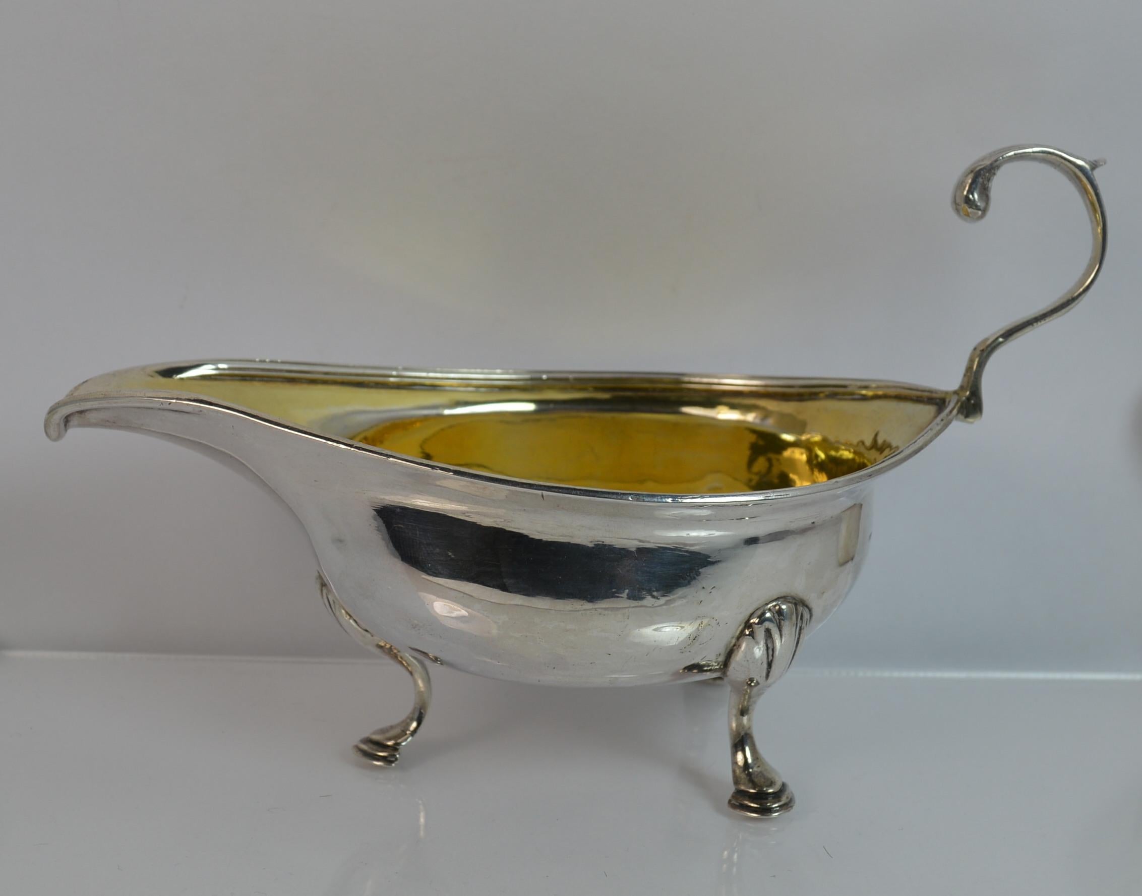 Women's or Men's 1810 Georgian Solid Silver Sauce or Gravy Boat on Three Feet