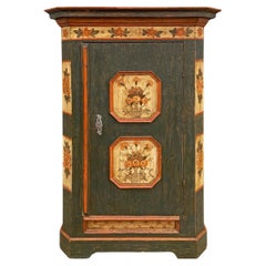 1810 Green Floral Painted Cupboard
