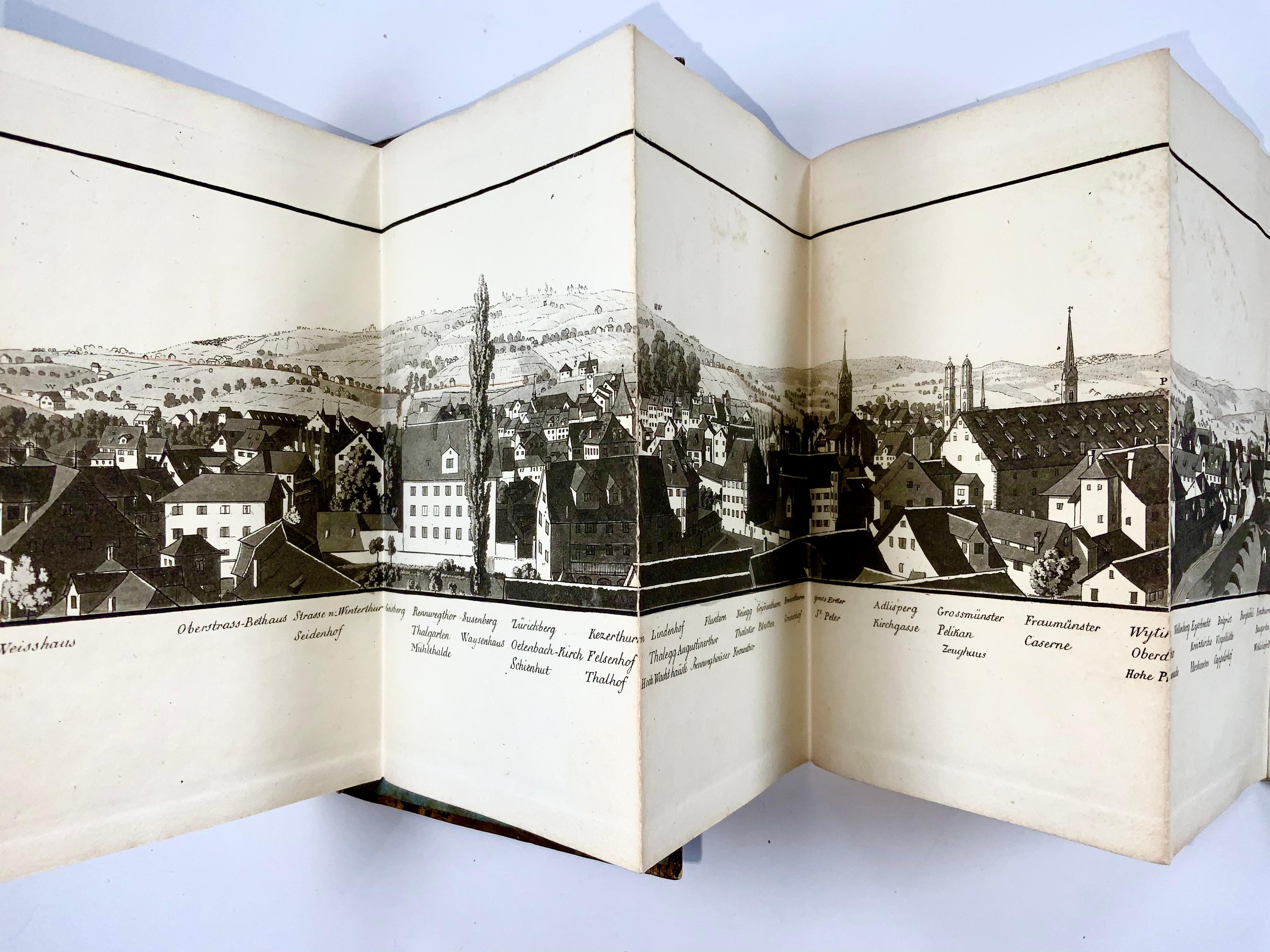 1810 H. Keller, Schweiz, Aquatinta- Panoramen Zurich, Hand col. 139 cm im Zustand „Gut“ im Angebot in Norwich, GB