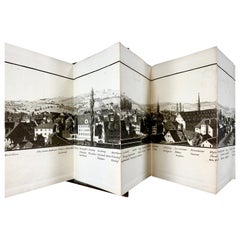 Antique 1810 H. Keller, Switzerland, aquatint panorama Zurich hand col. 139 cm