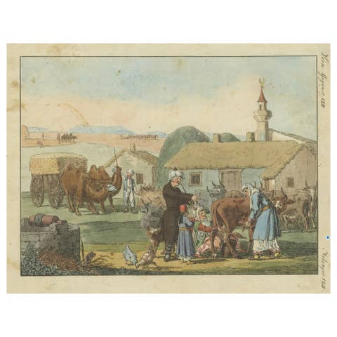 1810 Hand-Coloured Engraving - Tatar Peasants of the Crimean Peninsula
