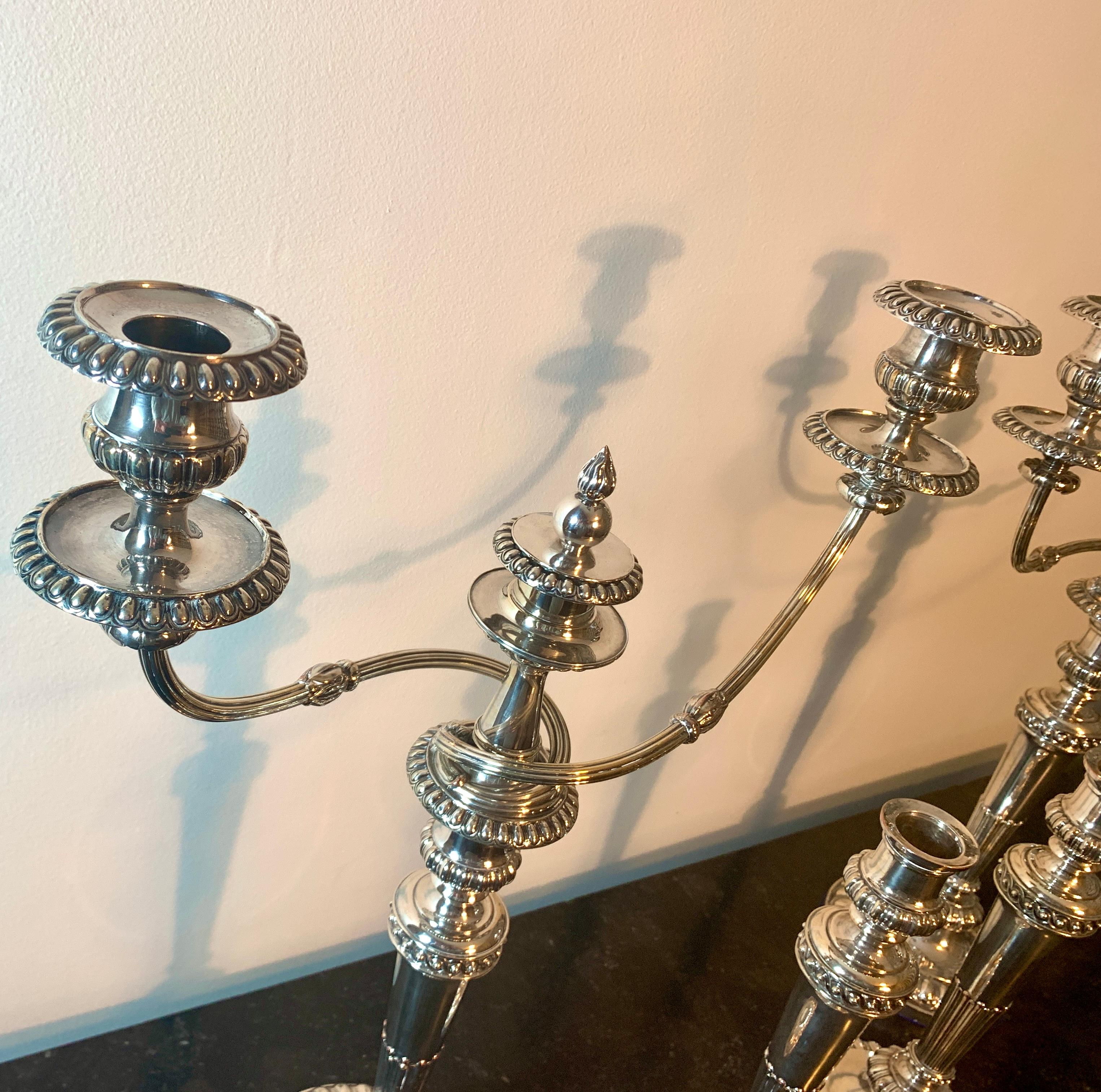 1810 Matthew Boulton Sheffield Plate Candelabras & Candlesticks, Set of 4 In Good Condition For Sale In Glendale, CA