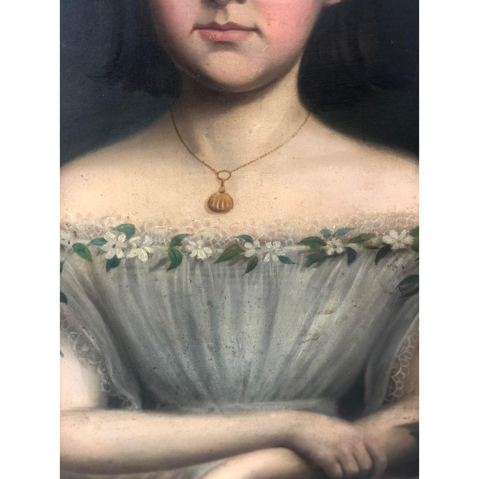 Victorian 1810 Realism Oil Painting of Famous Young Girl For Sale